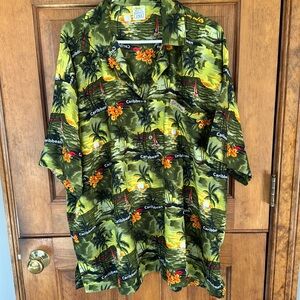Rima St Lucia  Palm Tree  Short Sleeve Button Up shirt Sz XXL